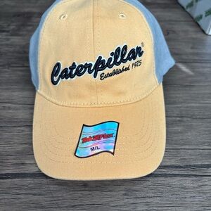 CAT Caterpillar Baseball Cap Tek Flex M/L Trucker Hat Two-Tone Yellow & Gray